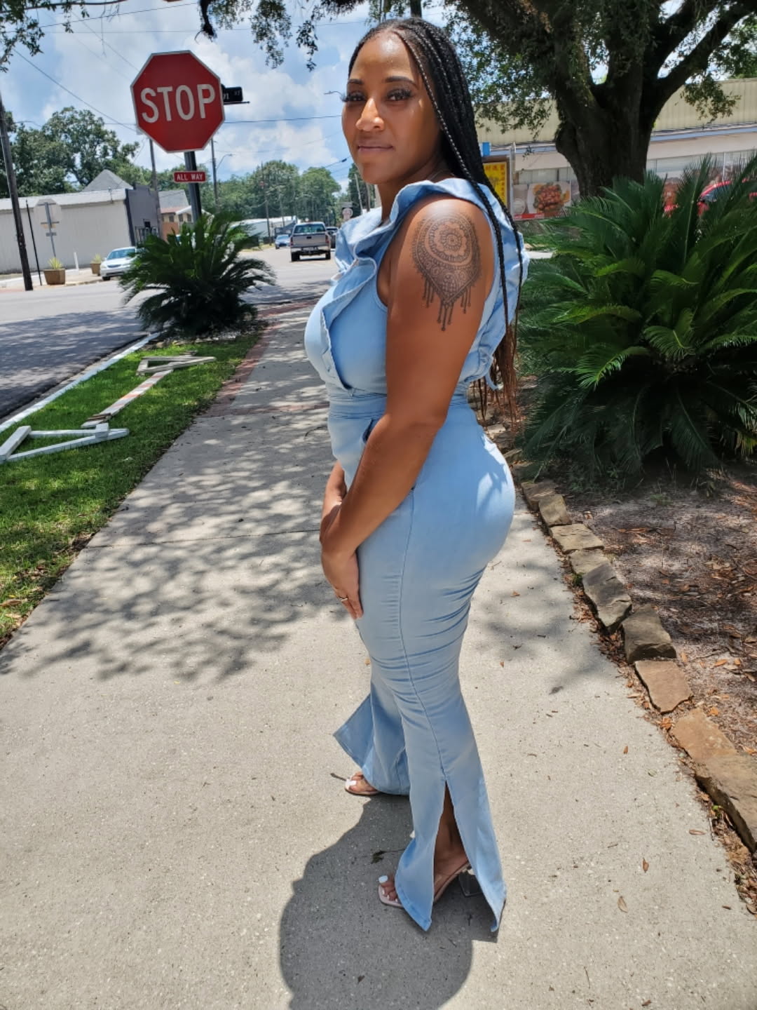 Denim String Jumpsuit