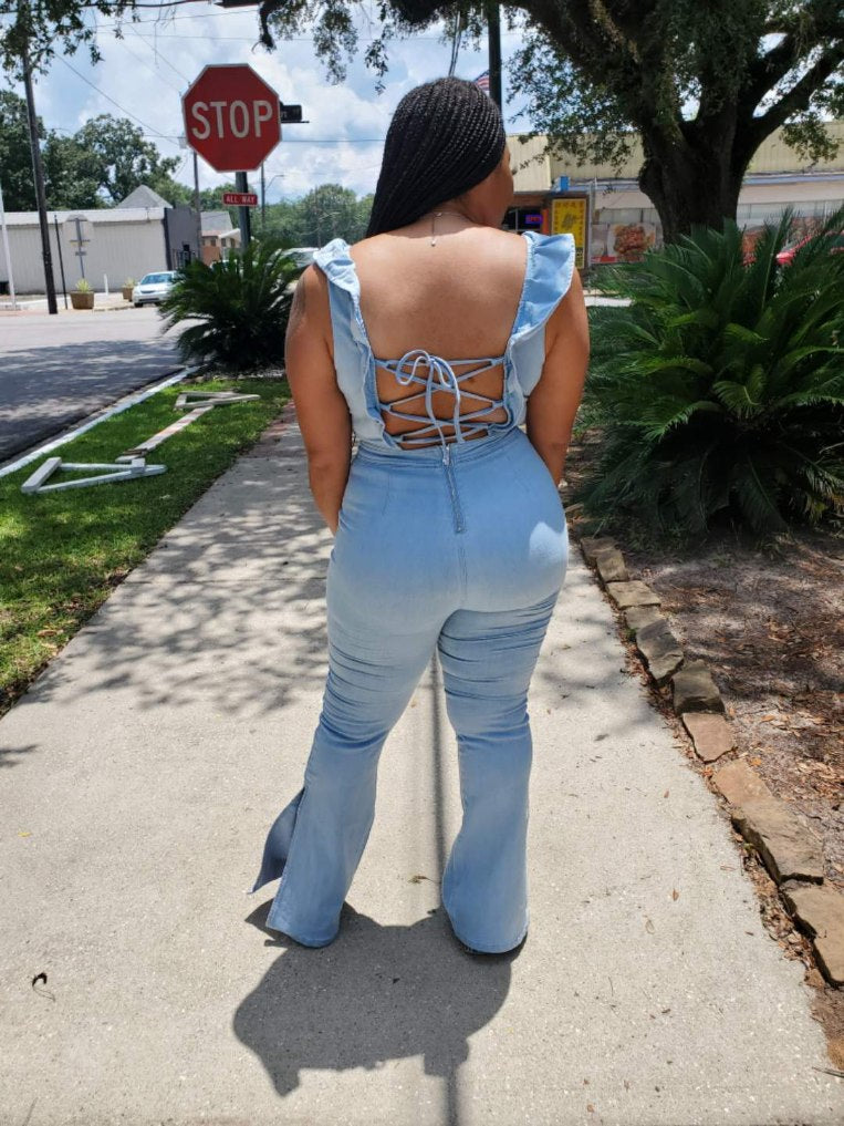 Denim String Jumpsuit