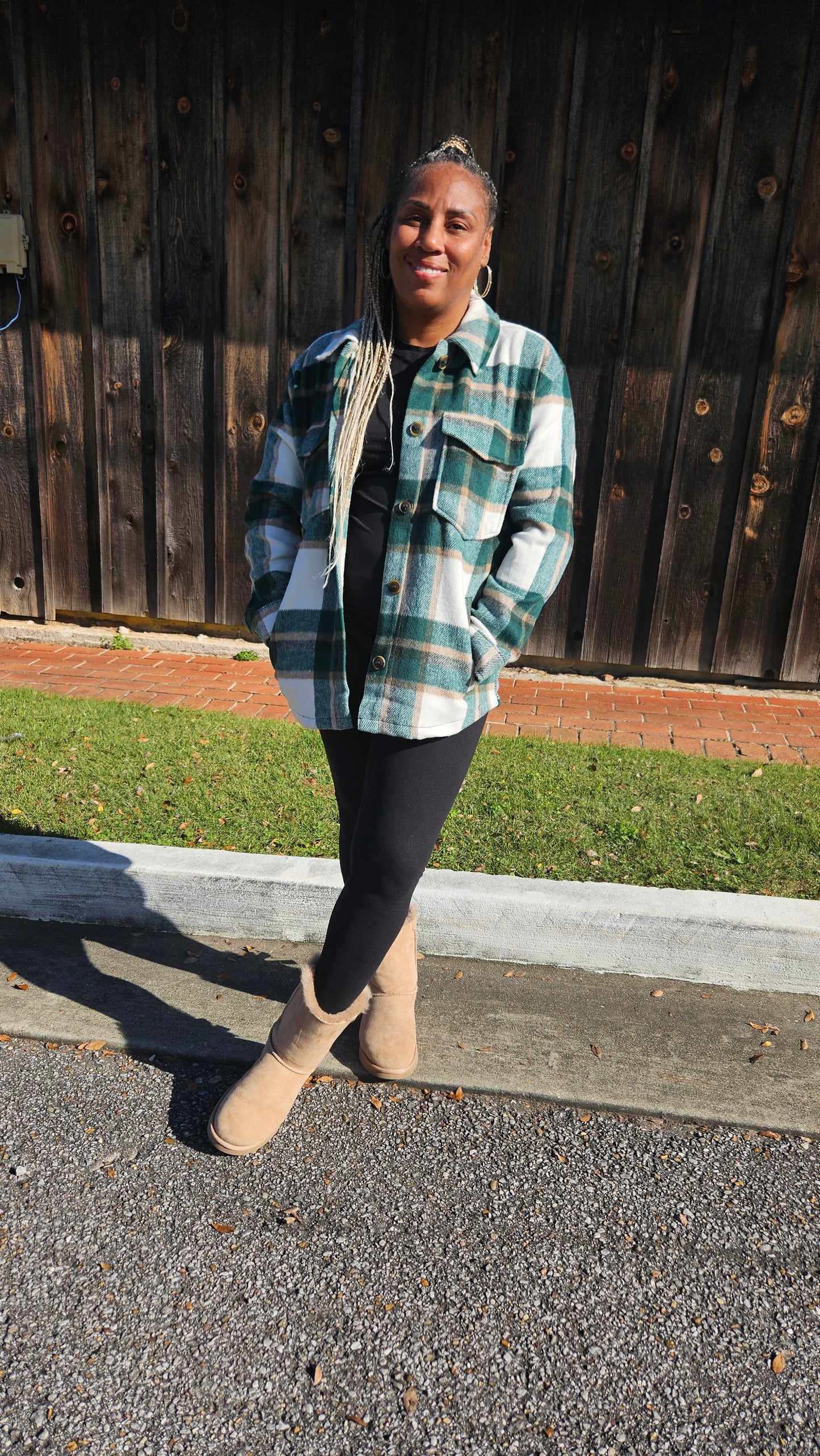 Plaid Shacket (Green)