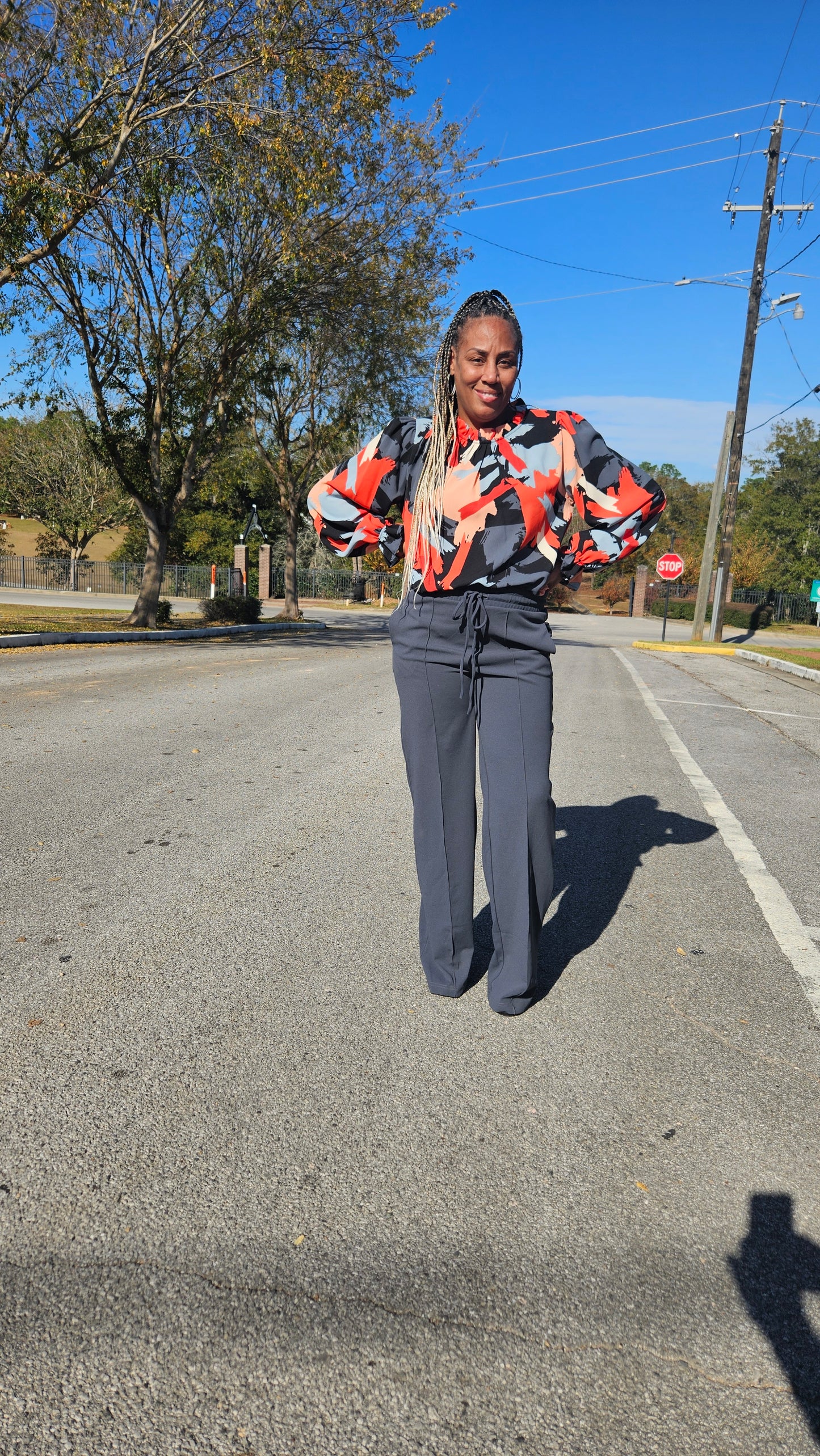 Pull on wide leg pants (Gray)