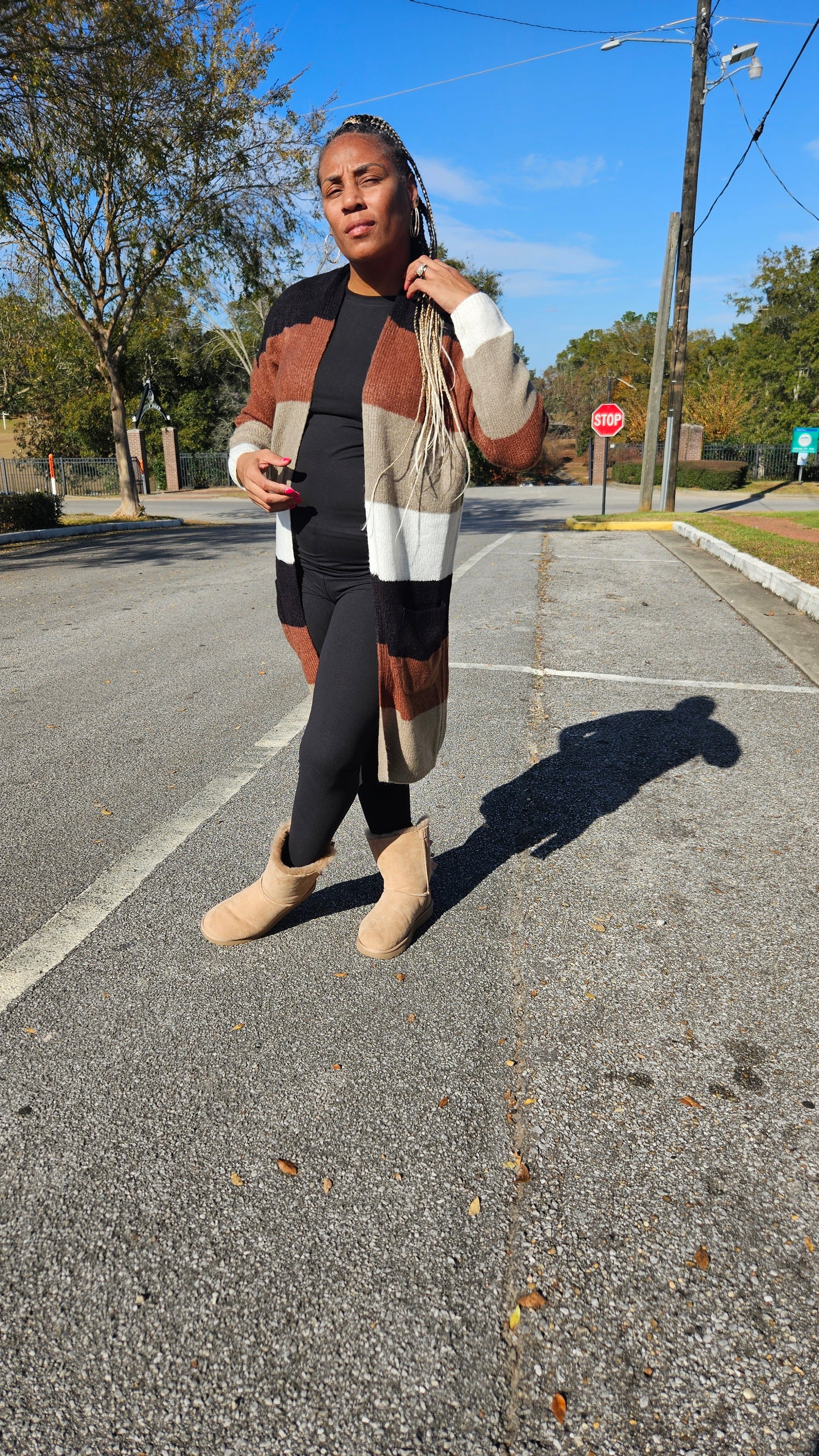 Marie Colorblock Cardigan (Brown/Black)