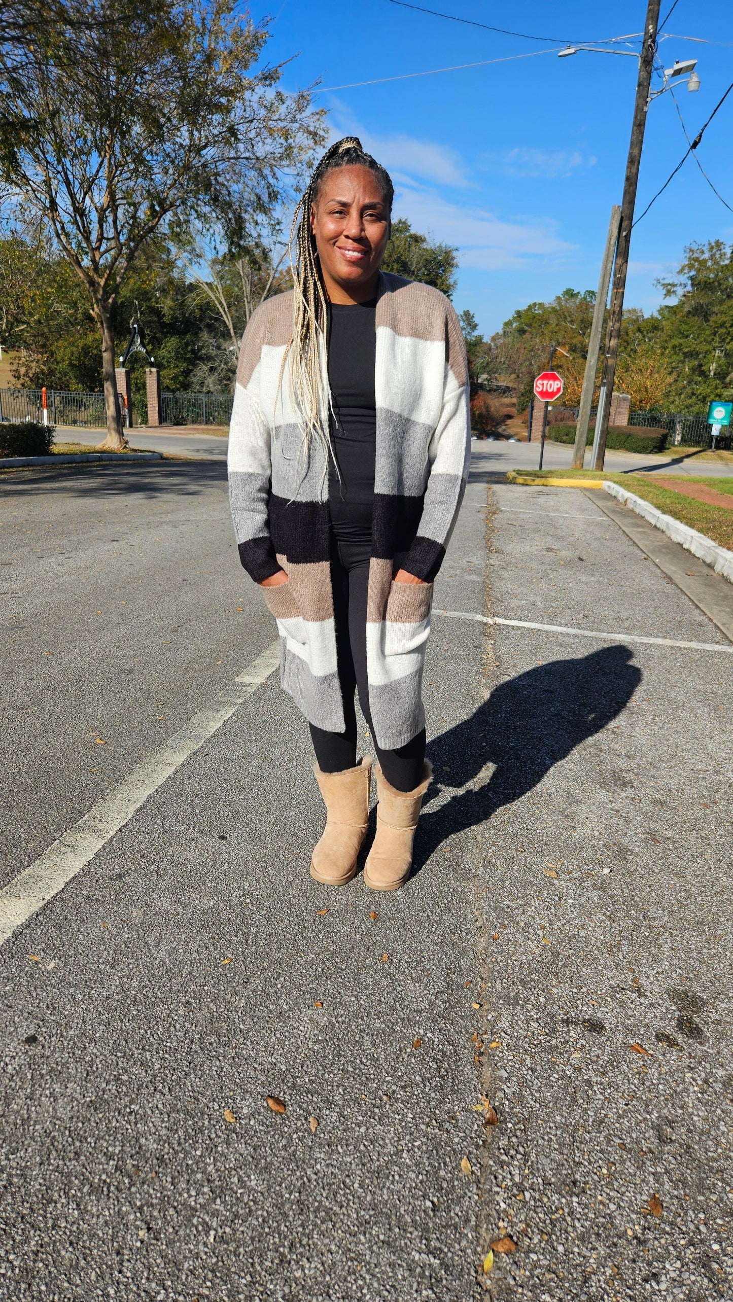 Marie Colorblock Cardigan(Grey/Mocha)