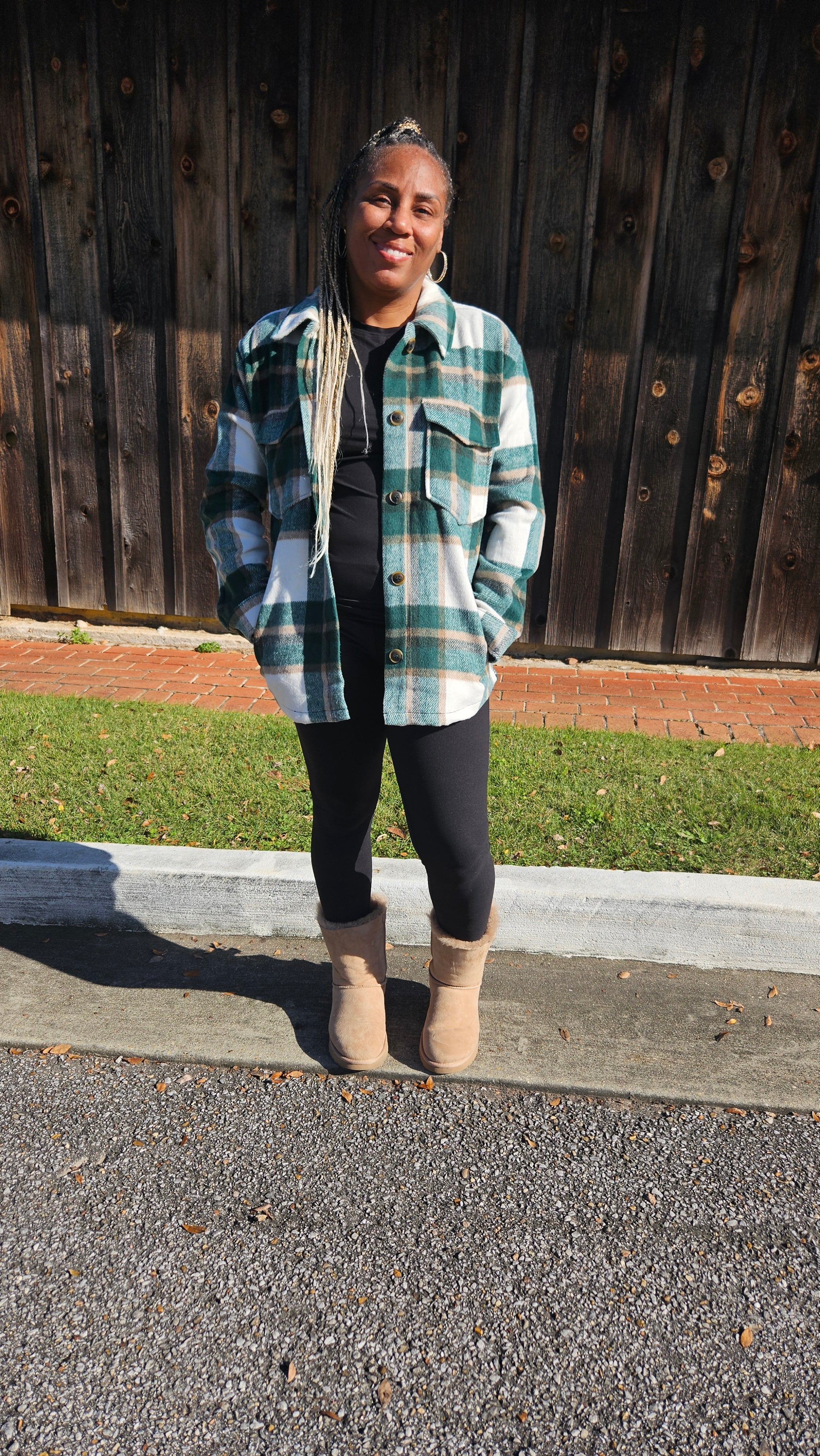 Plaid Shacket (Green)