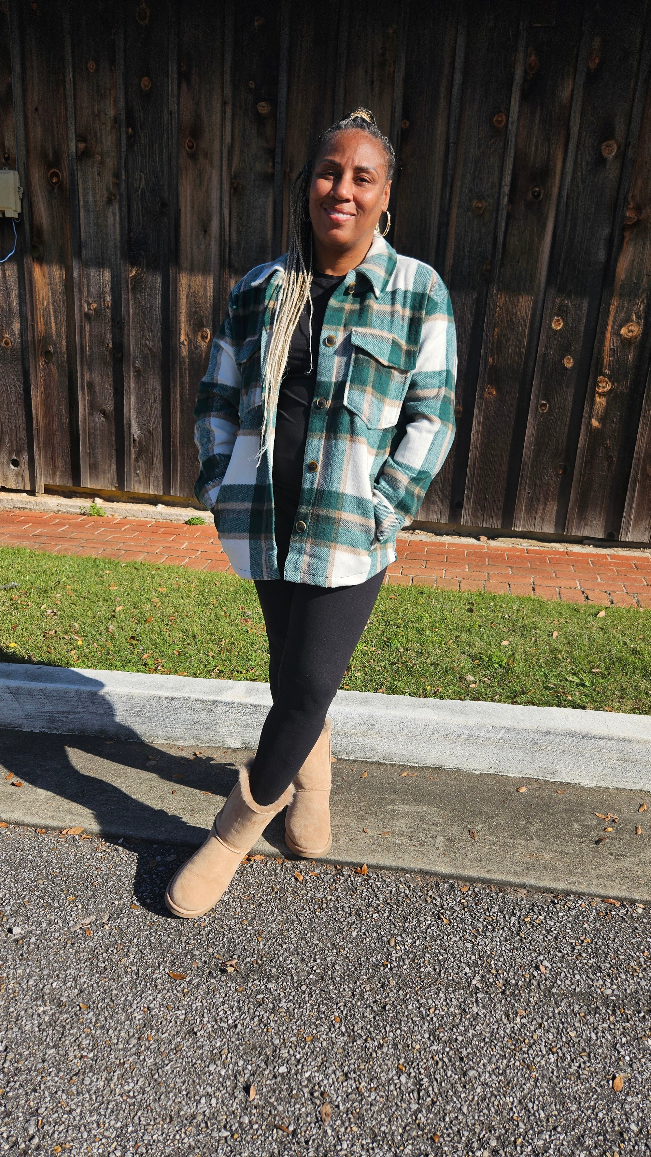 Plaid Shacket (Green)