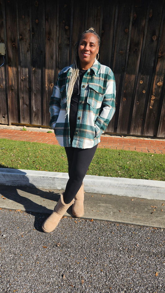 Plaid Shacket (Green)