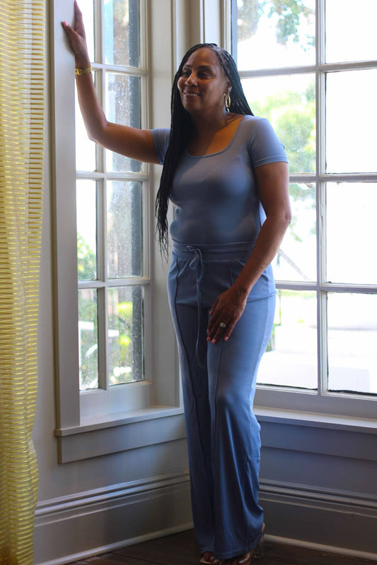 The Ribbed Bodysuit Set (Blue)