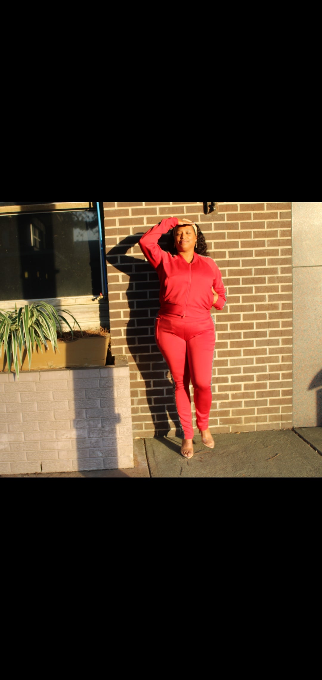 Red Snake Print Tracksuit